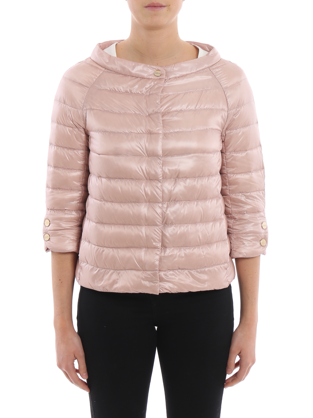 Padded jackets Herno - Light pink ultralight puffer crop jacket 