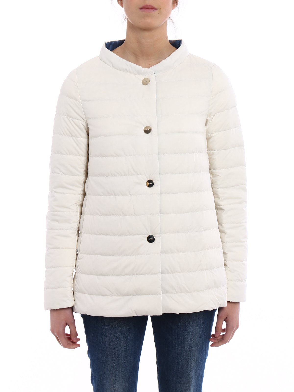 white reversible padded puffer jacket