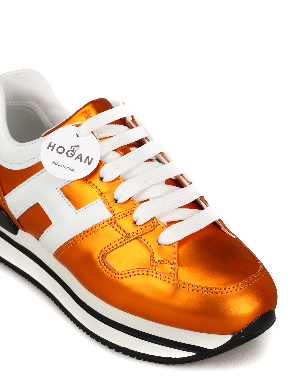 Hogan - Sneaker in pelle arancione laminata opaca - sneakers -  HXW2220T548KG44382
