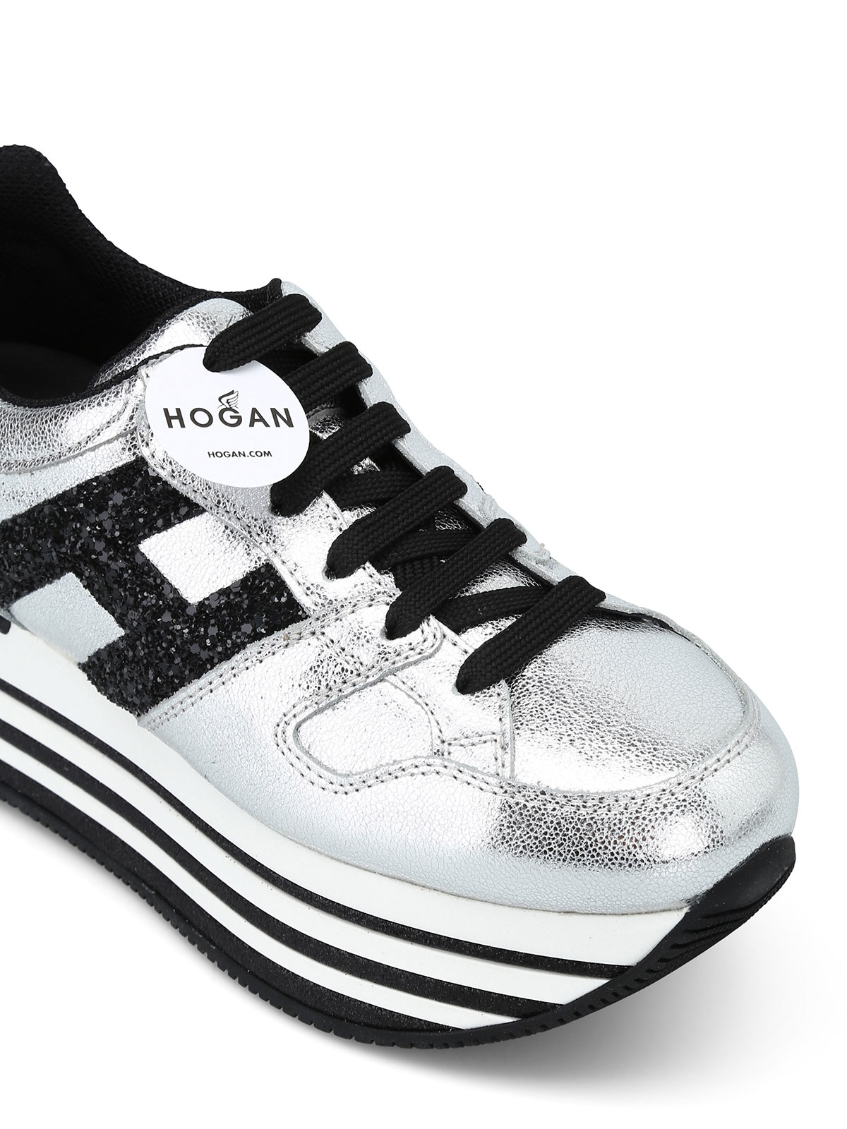 uitvinden karton silhouet Trainers Hogan - Maxi H222 silver leather sneakers - HXW3680T548JHD1920