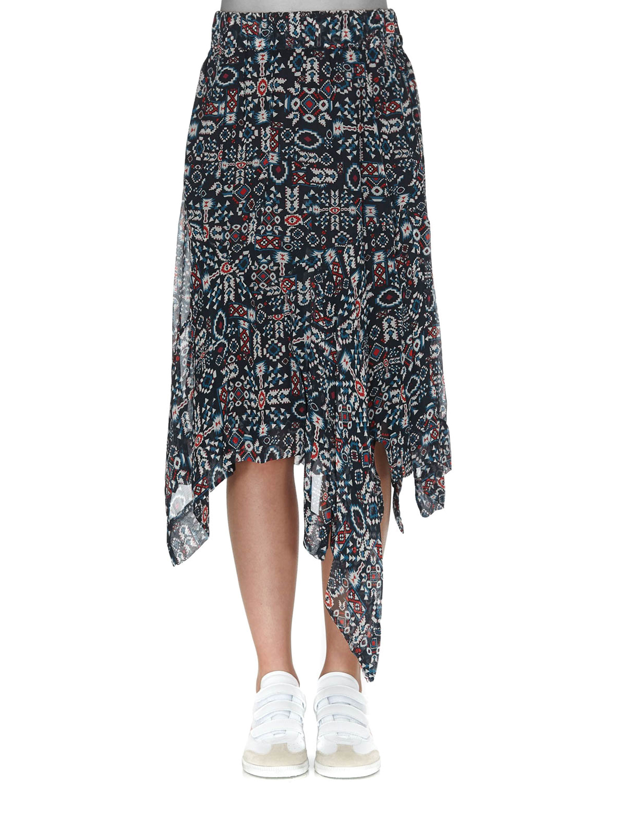 Isabel marant etoile - Geometric pattern silk skirt - Knee length ...
