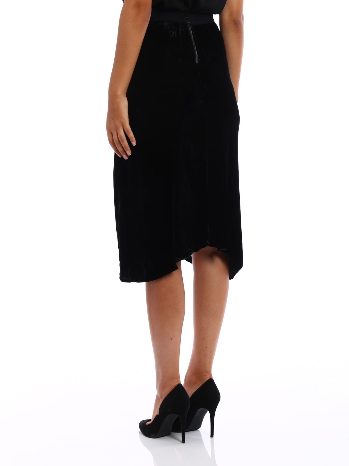 black velvet skirt knee length