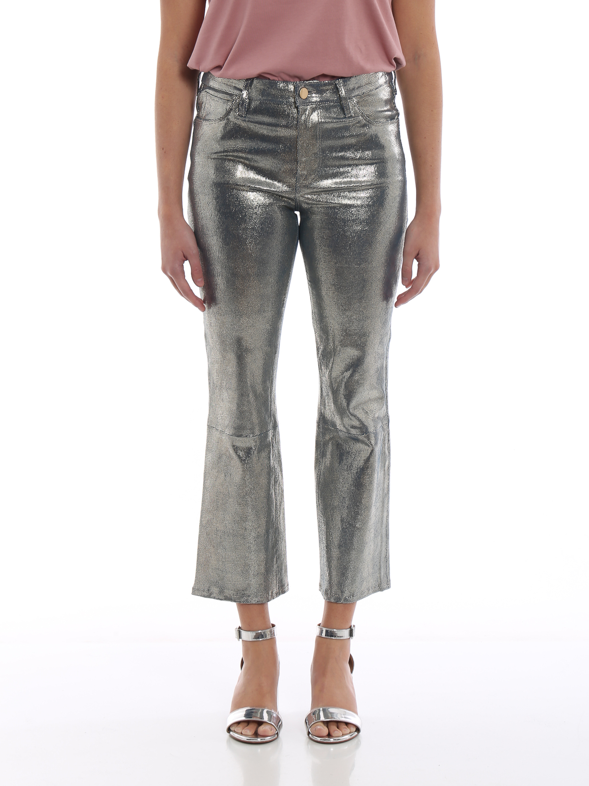 J Brand - Selena gold snake crop boot trousers - leather trousers ...