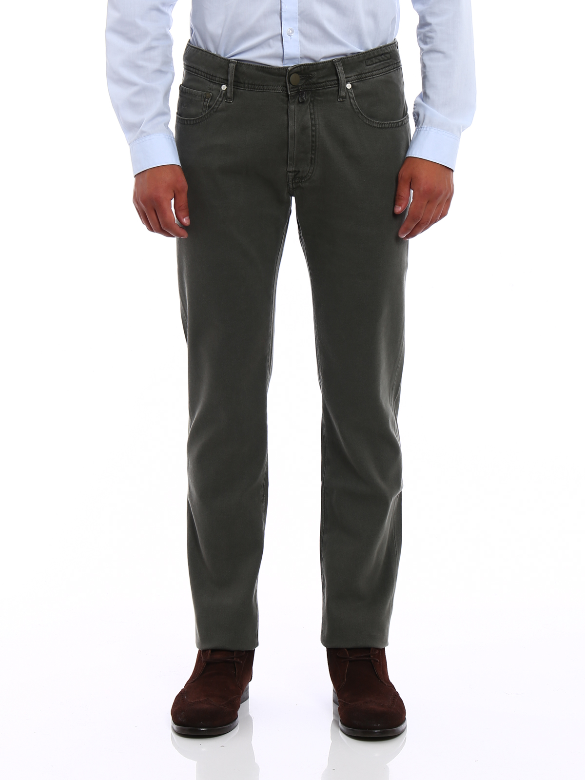 Casual trousers Jacob Cohen - Dark green jacquard cotton trousers ...