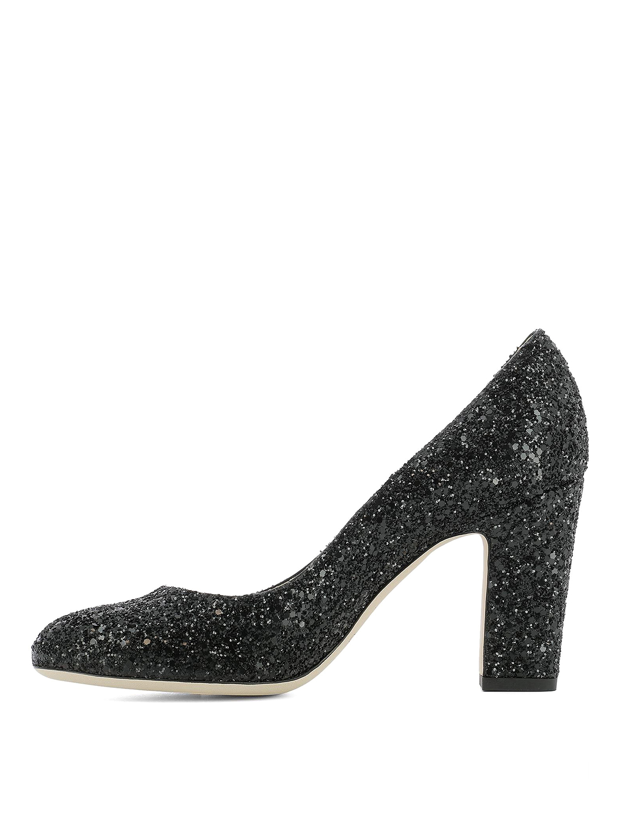 black glitter stilettos