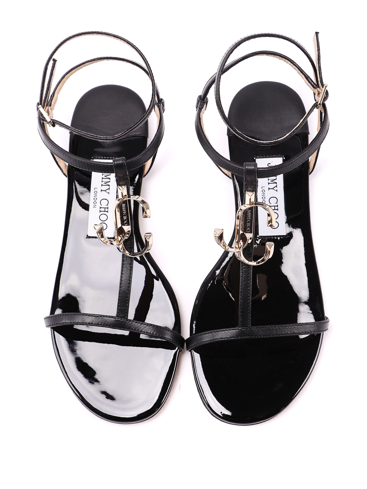 black patent sandals