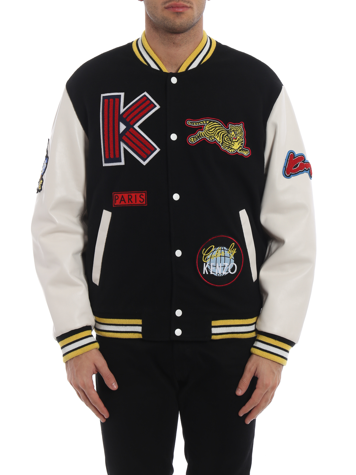 Kenzo - Wool cloth and leather varsity 