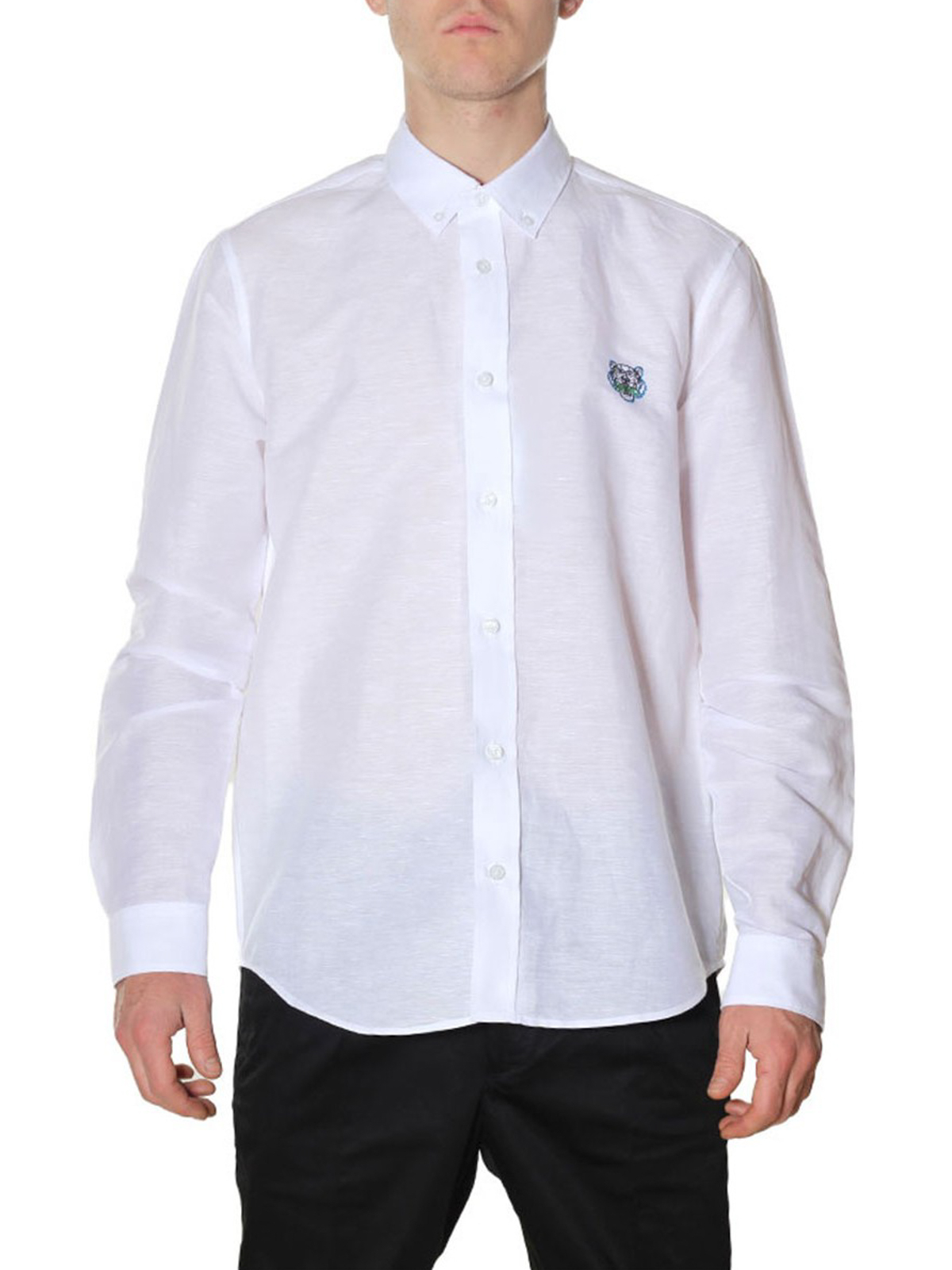 Shirts Kenzo - Tiger embroidery linen cotton shirt - 5CH4001GB01