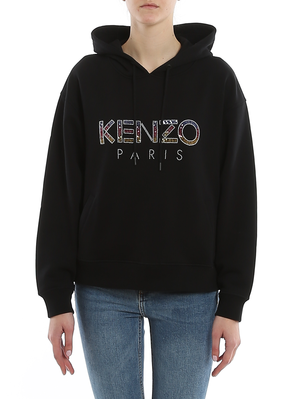 Kenzo - Sequined logo boxy hoodie 