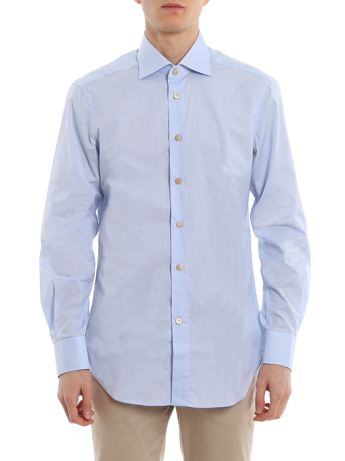 Kiton - Spread collar light blue shirt - shirts - UCCH0715510000