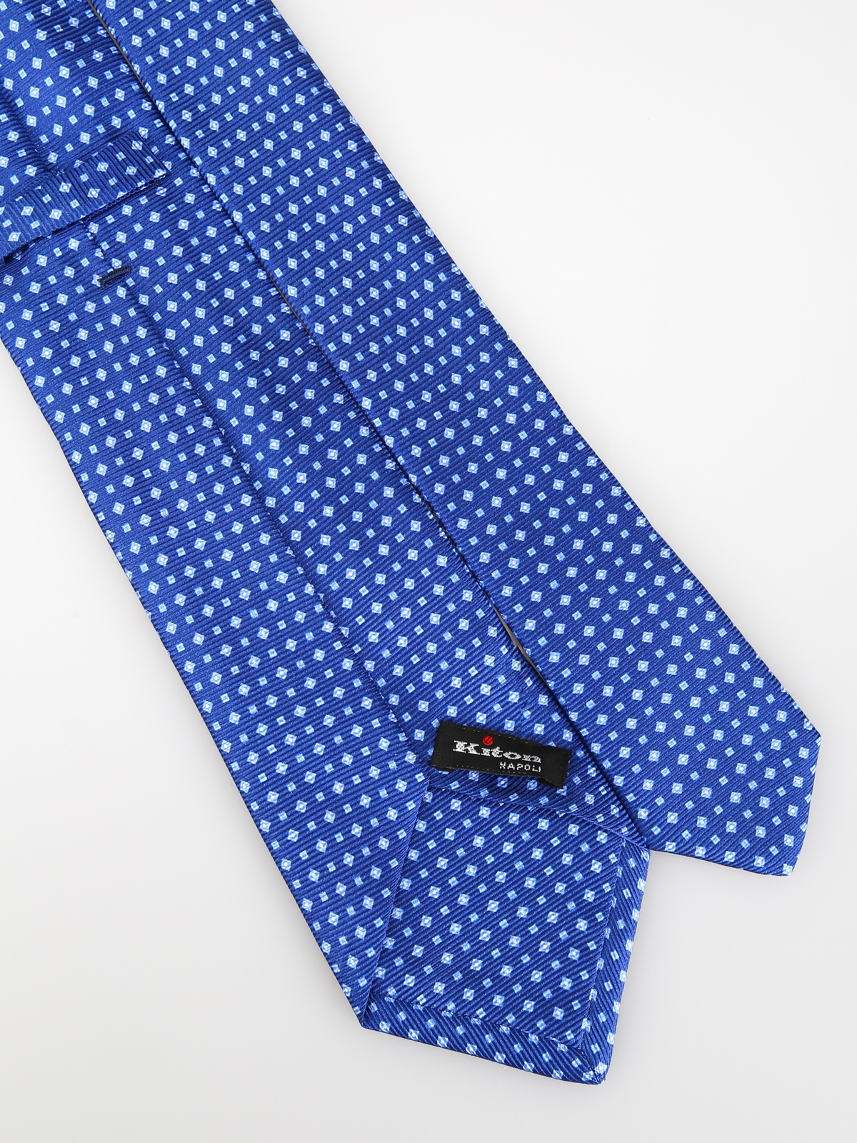 Ties & bow ties Kiton - Geometric pattern blue silk tie - 6F941