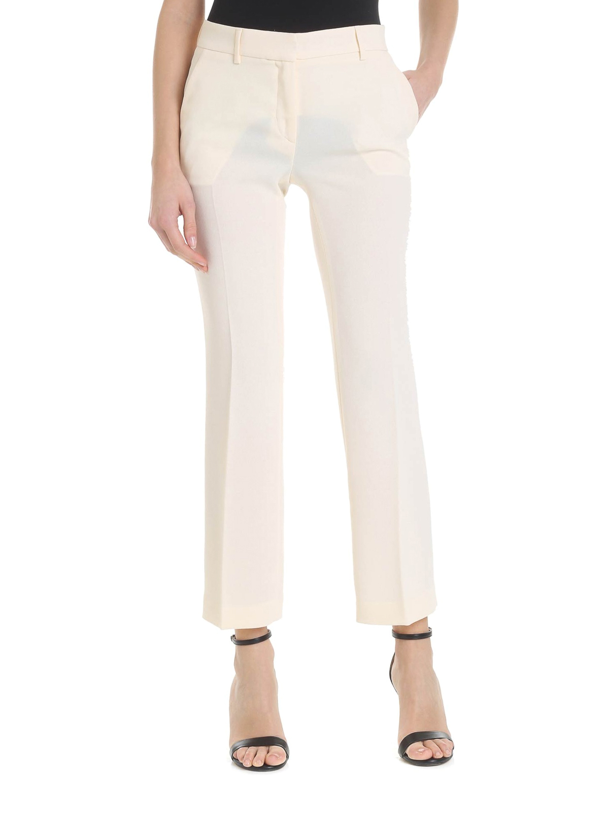 Ivory tech fabric cropped trousers 
