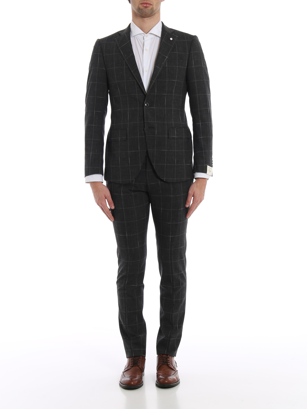 grey suit with black check