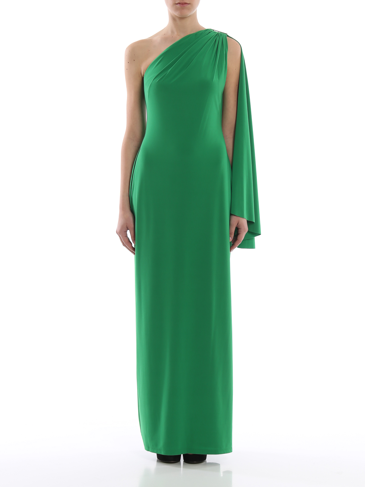 Dellah one-shoulder green evening dress 