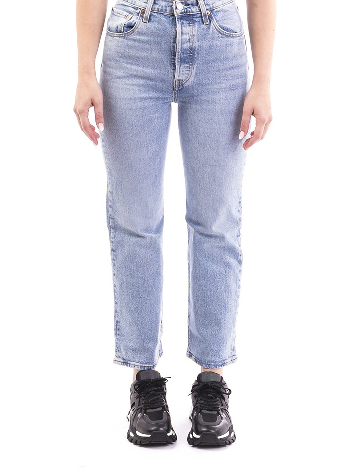 pocket cropped faded jeans 