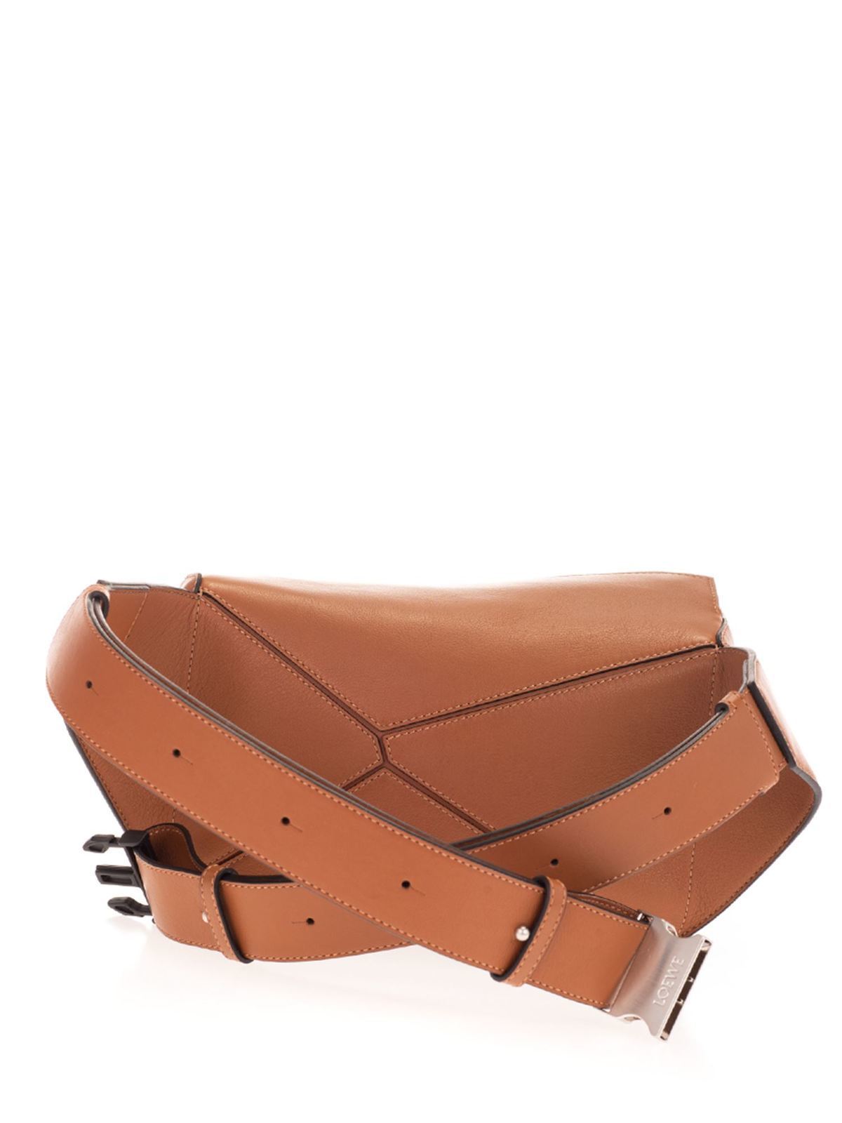 Brown waist bags and bumbags for Men Mens Bags Belt Bags Loewe Leather Mini Puzzle Bumbag in Tan 