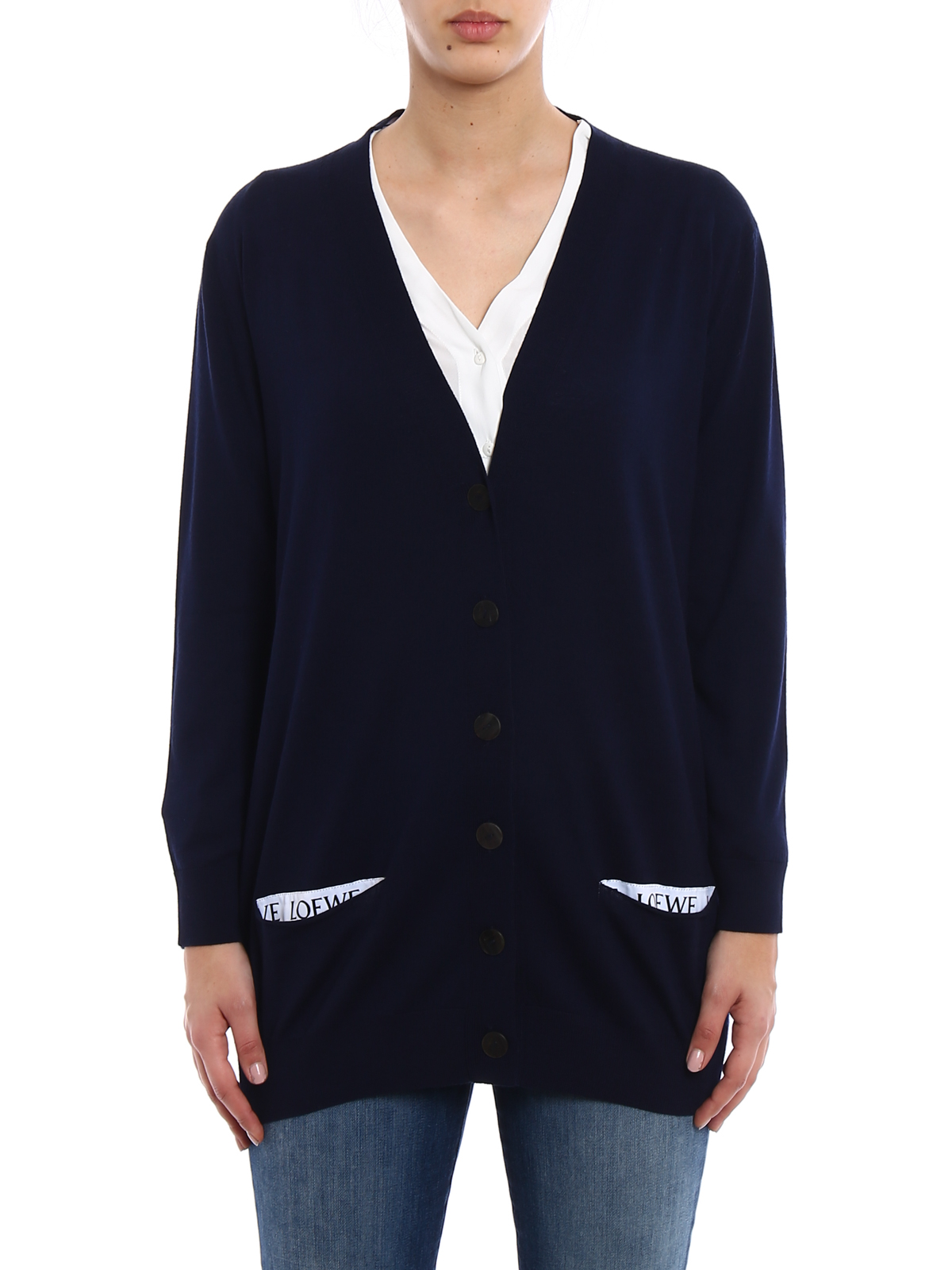 Cardigans Loewe - Logo trimmed wool 