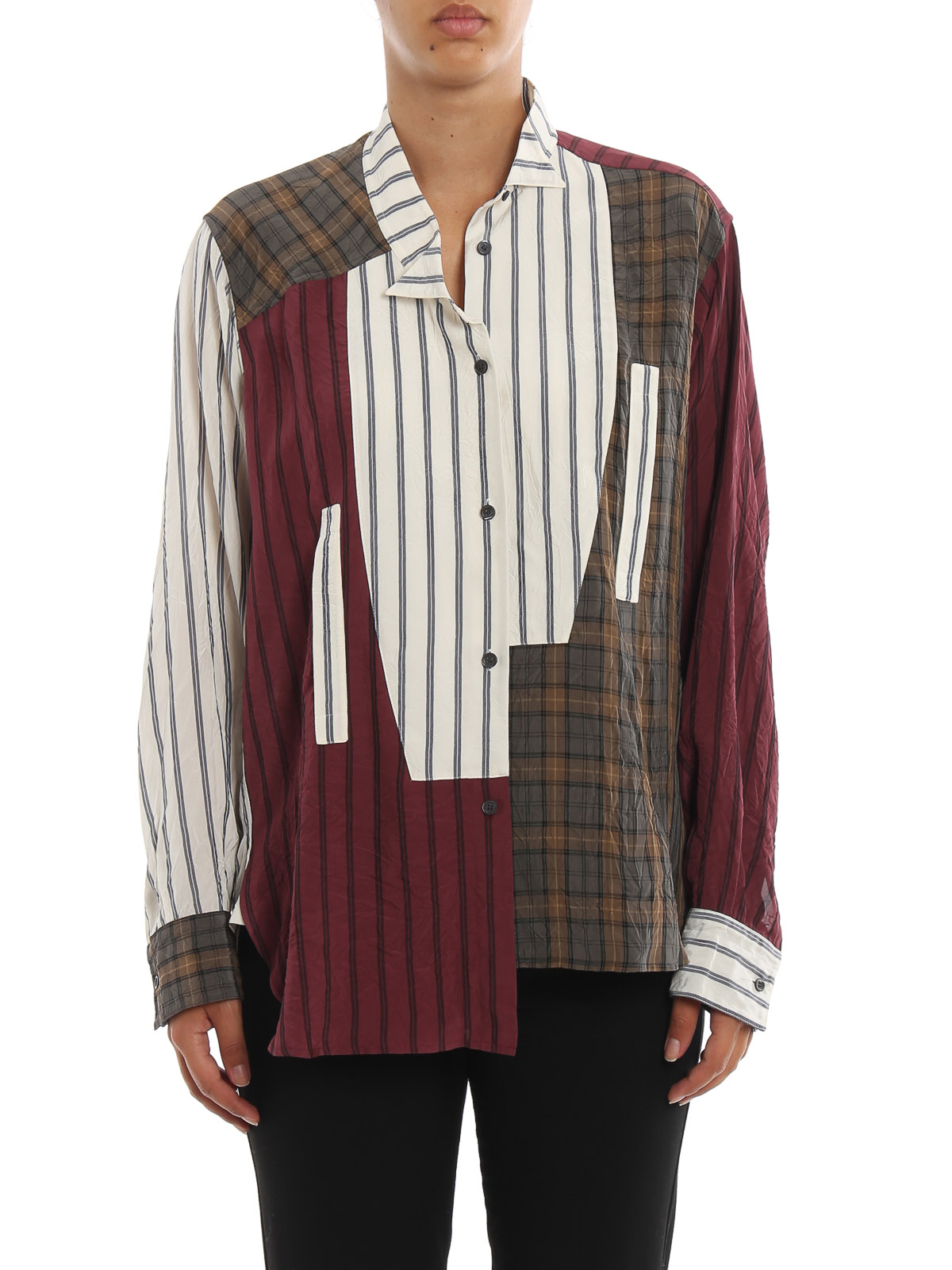 Shirts Loewe - Striped and checked patchwork shirt - S2299221AK9990