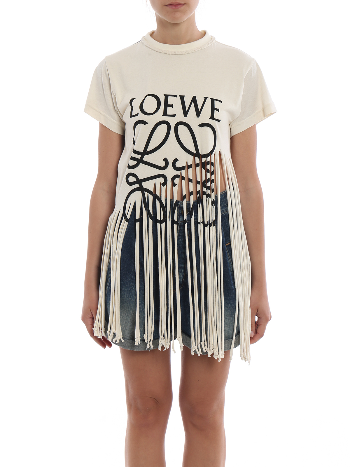 Loewe - Long fringe boxy cotton T-shirt 