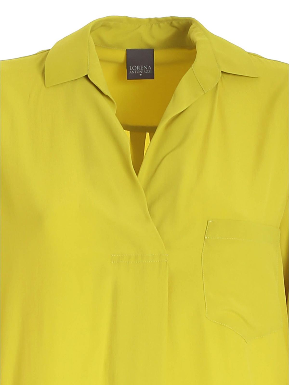 Lorena Antoniazzi - Patch pocket blouse in lime green - blouses ...