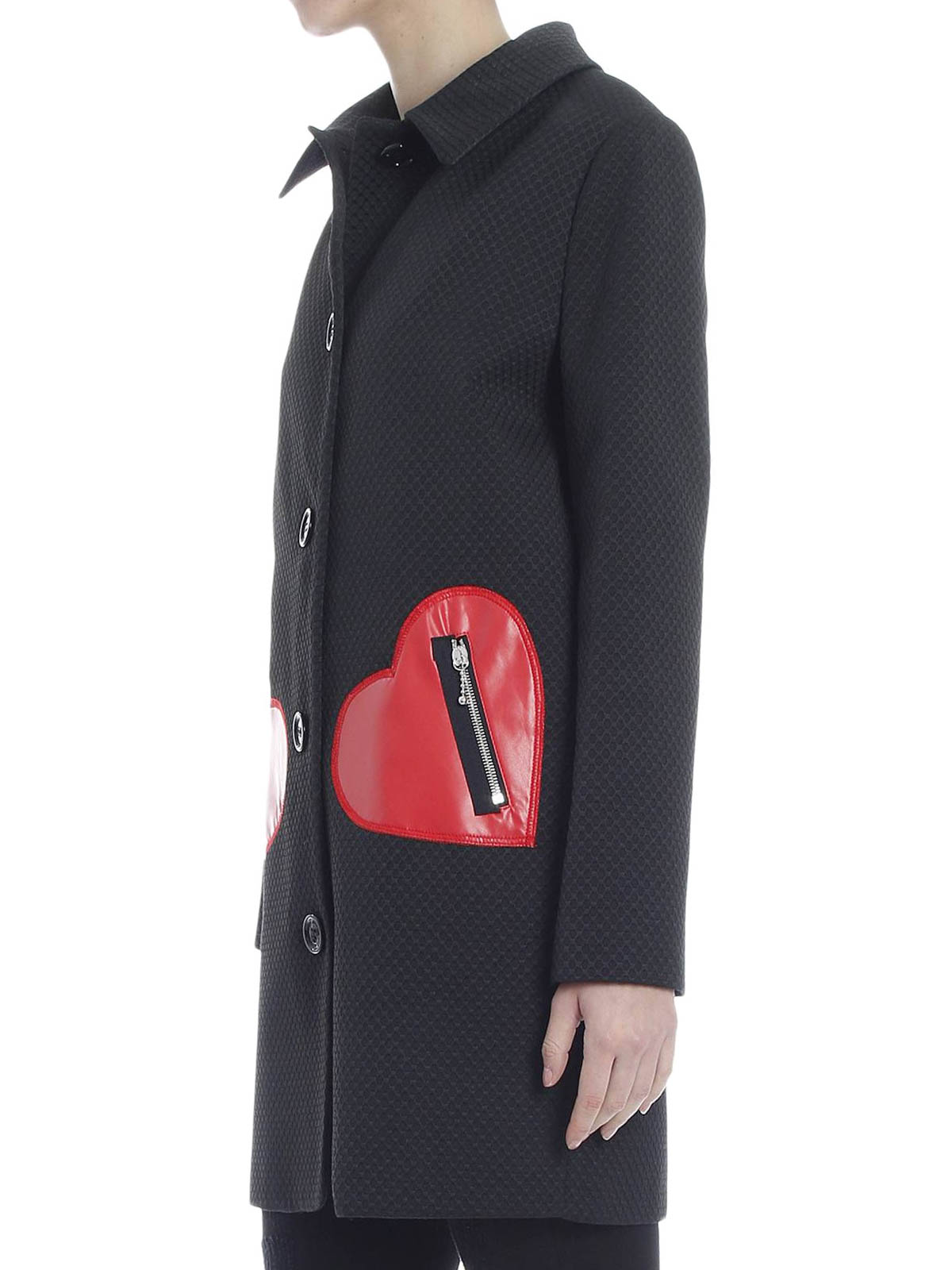 Short coats Love Moschino - Coat with heart inserts - K39500T83204051