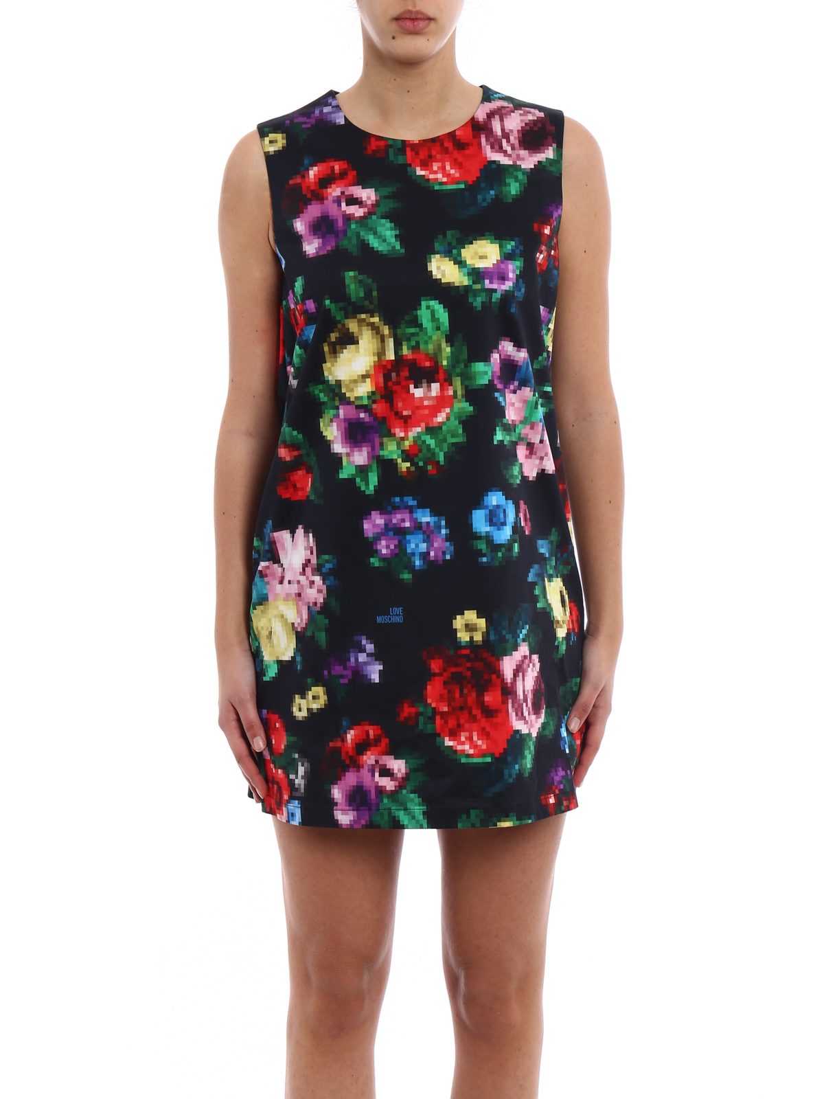 Abiti corti Love Moschino - Tubino nero con stampa pixel - WVE7200S30010010