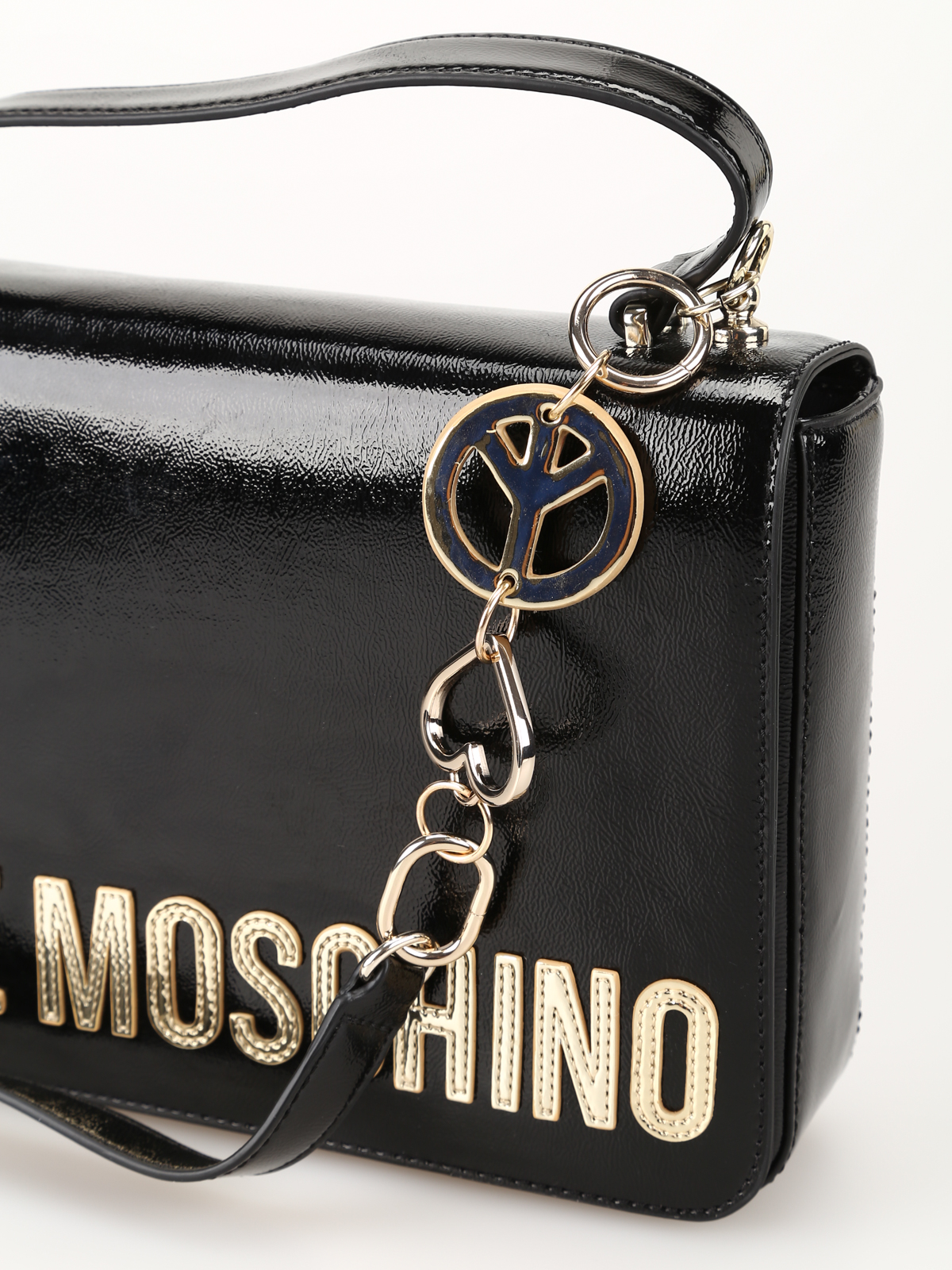 Love Moschino Borsa in vernice con maxi logo applicato Love Moschino Borsa in vernice con maxi logo applicato