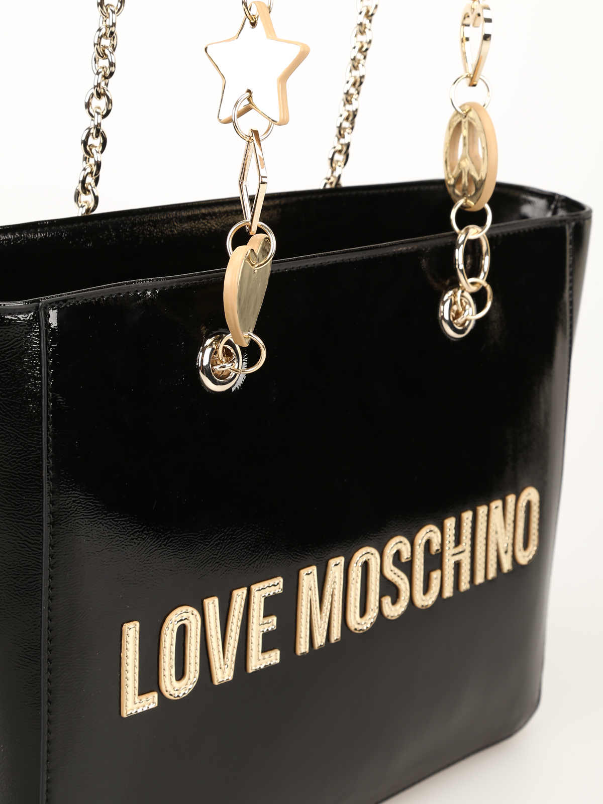 Totes bags Love Moschino Embellished handles shiny faux leather tote - JC4037PP18LD0000