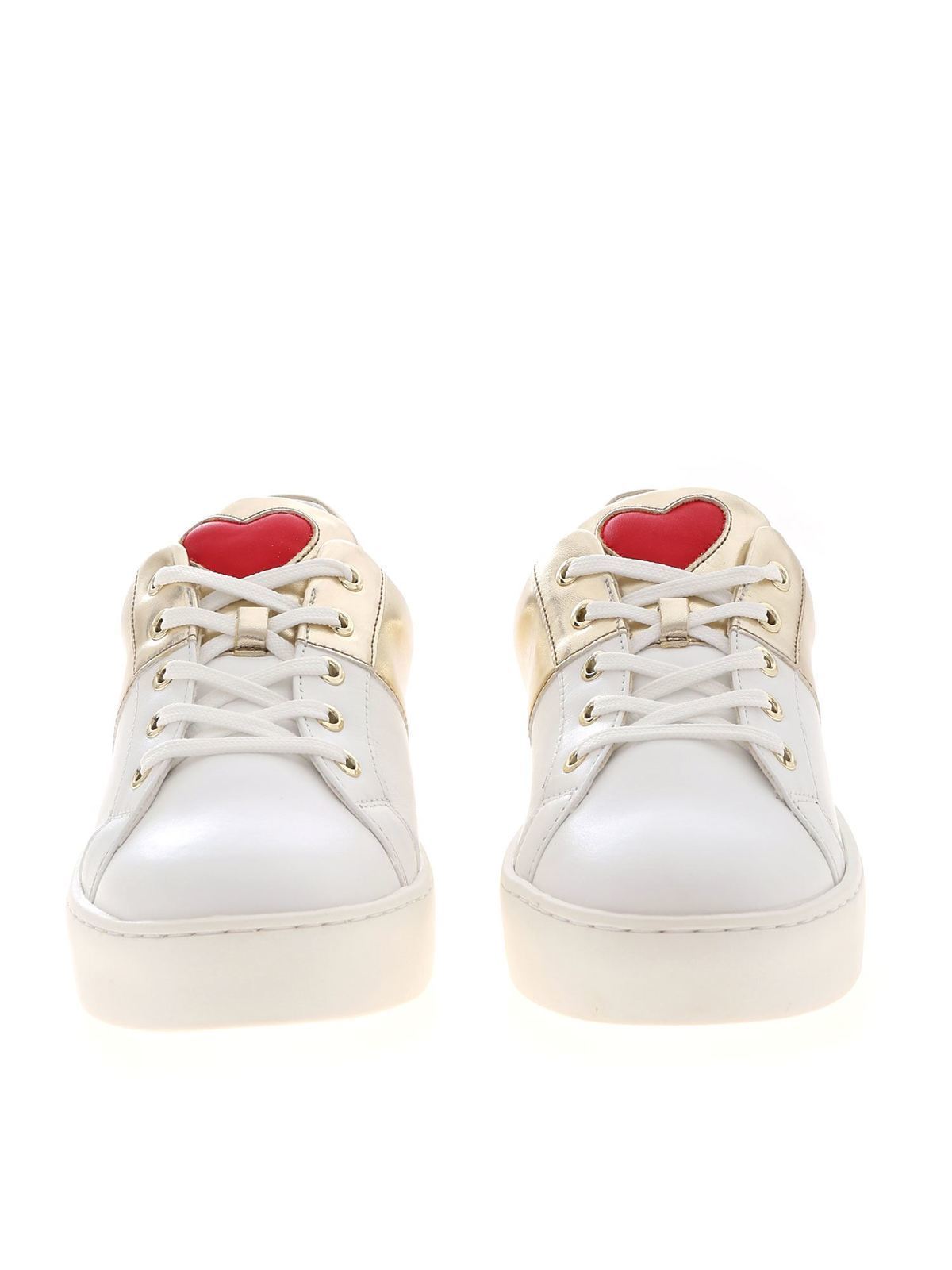 Bezit Garderobe hoogte Trainers Love Moschino - Bicolor sneakers in white and gold with logo -  JA15013G1AIF310A