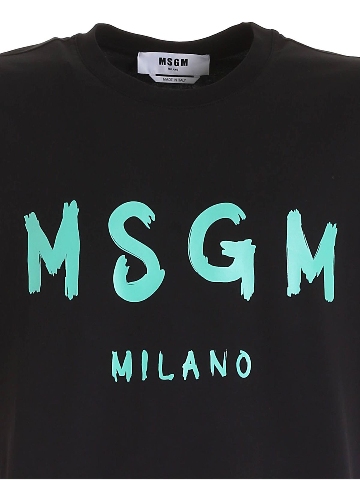 M.S.G.M. - Logo print t-shirt in black - t-shirts - 3040MM9721709899A
