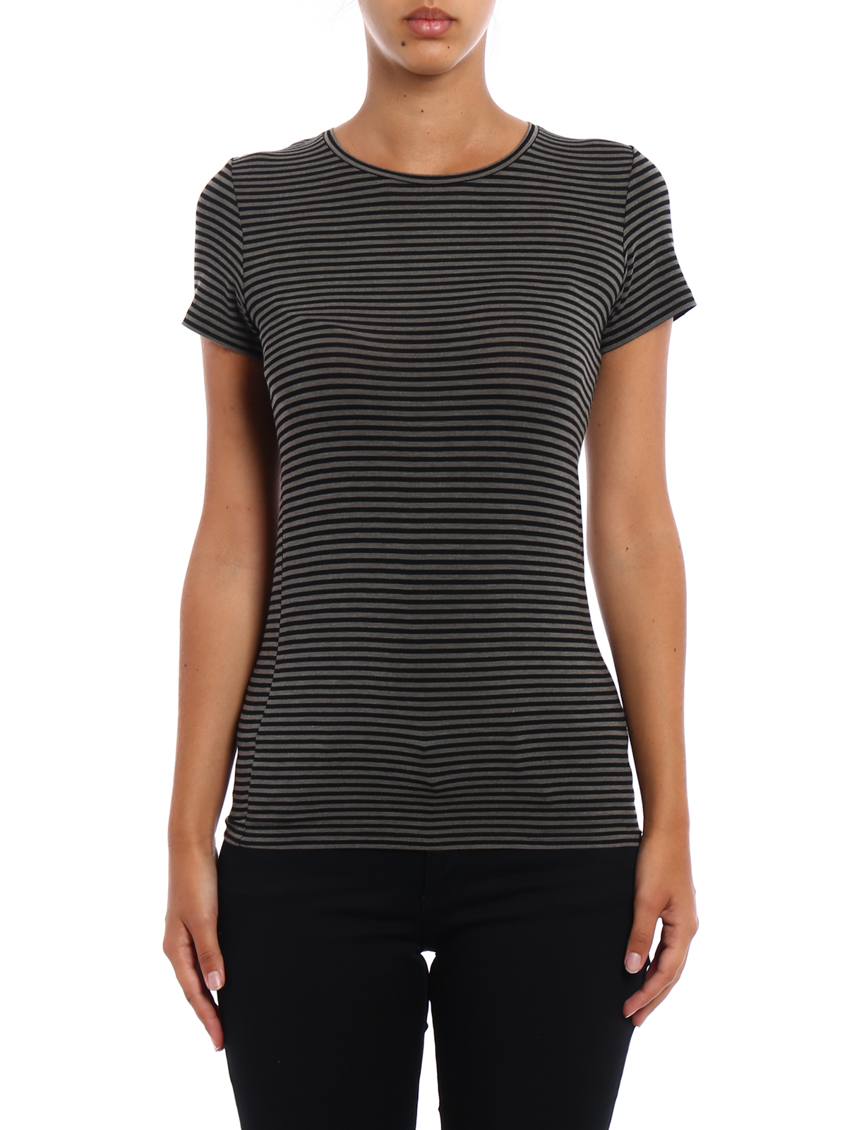 T-shirts Majestic Filatures - Striped viscose jersey T-shirt - H172204777