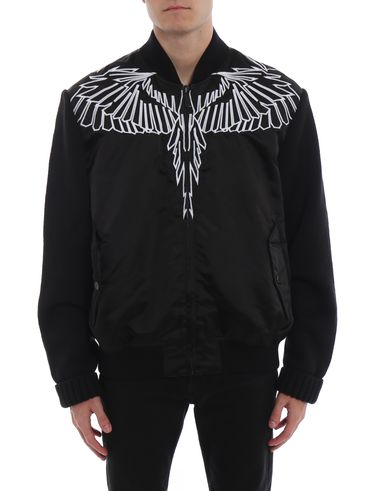 Bombers Marcelo Burlon - Wings bomber jacket with knitted sleeves ...