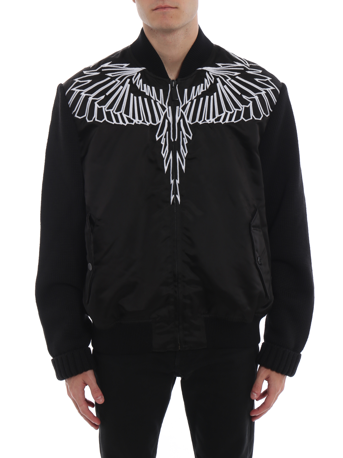 Bombers Marcelo Burlon Wings bomber jacket with knitted sleeves