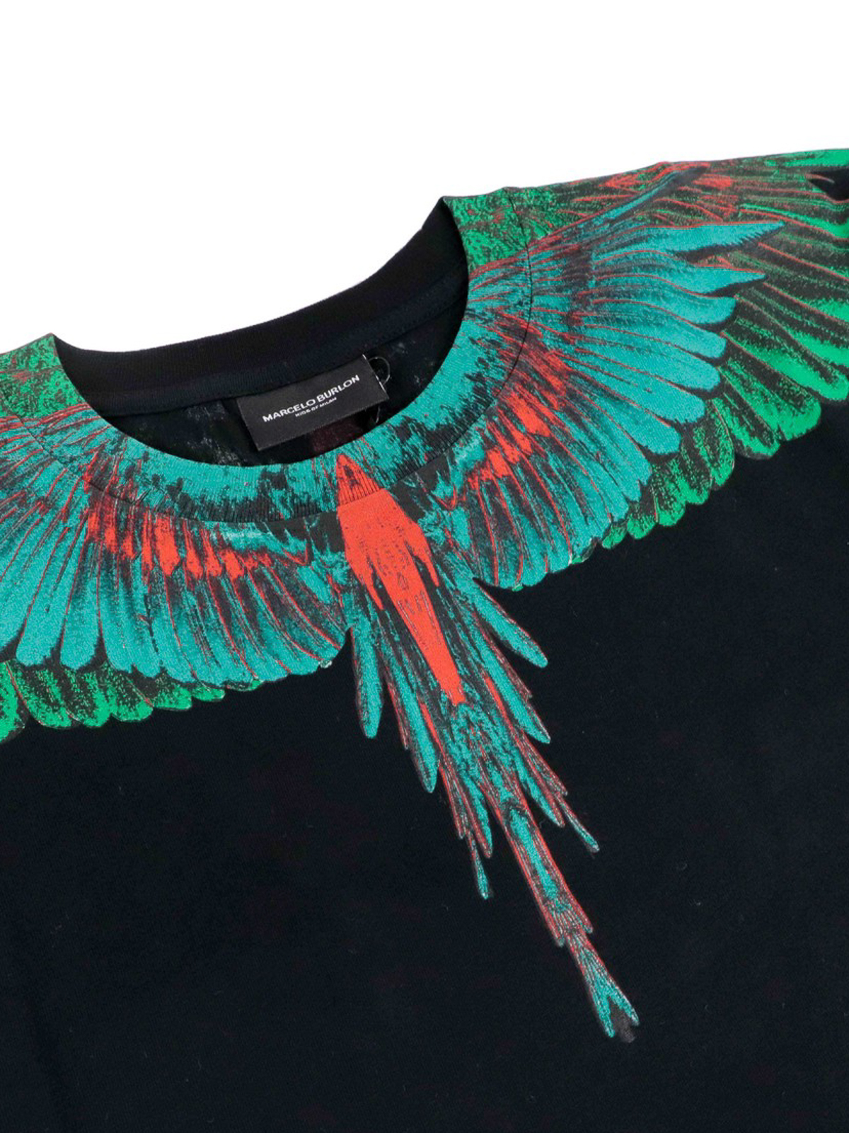 Marcelo Burlon Kids - Green Wings print T-shirt - t-shirts - 11080010B010