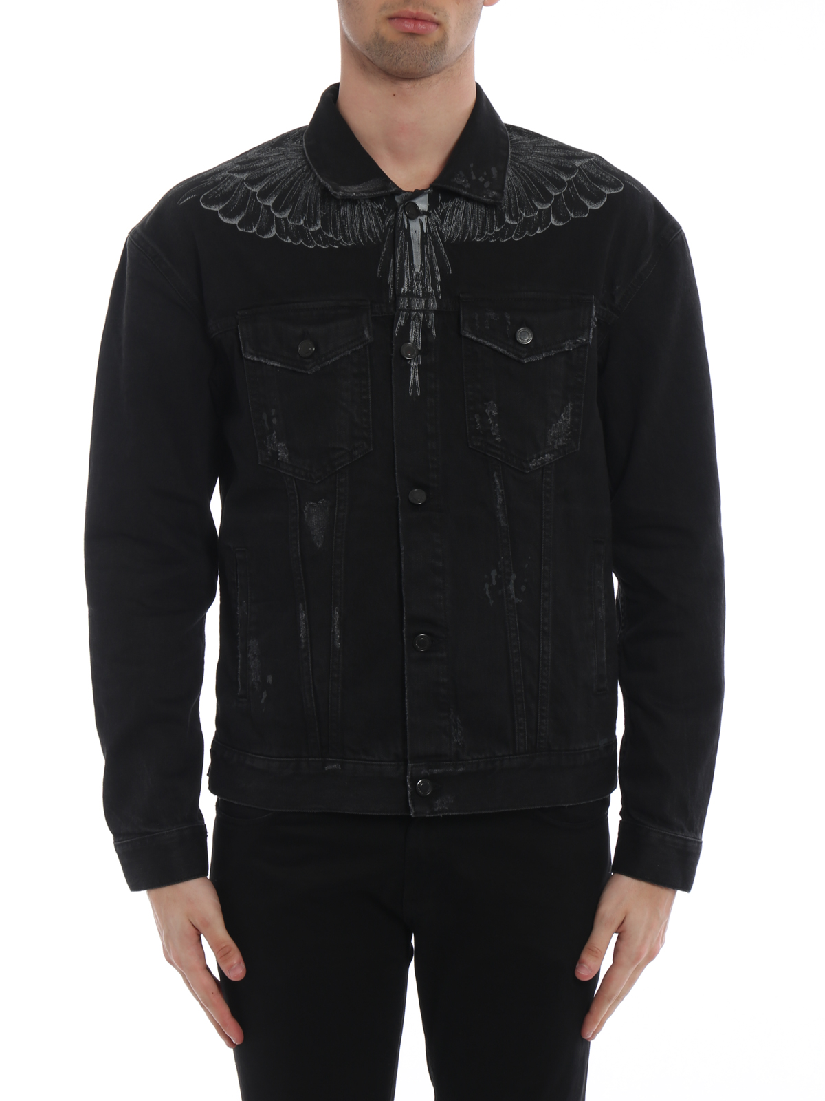 Denim jacket Marcelo Burlon - Black Wing cotton denim jacket 