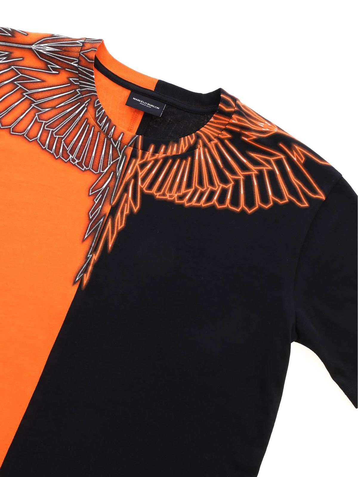 T-shirts Marcelo Burlon Kids Wings Orange-Black T-shirt 11200010B010
