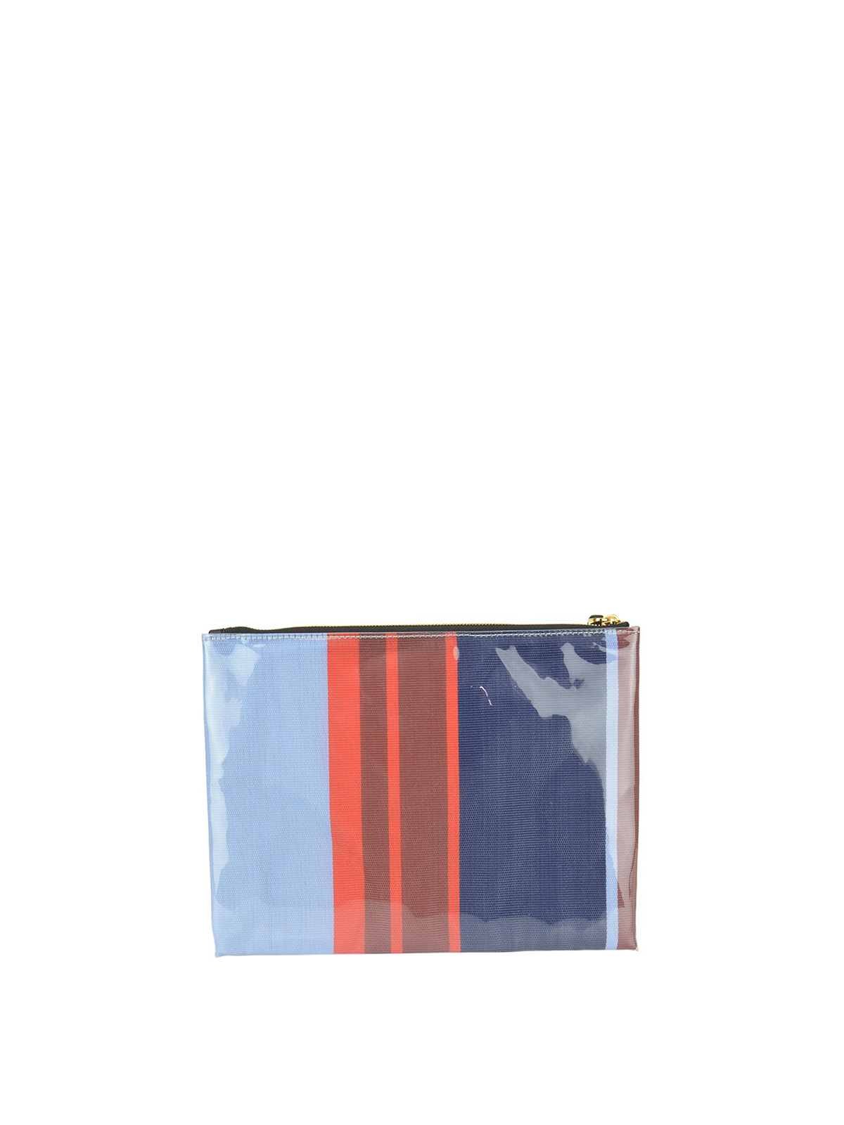 Marni Plastic Coated Striped Top Zip Clutch Clutches Phmo0003q0p2740str64