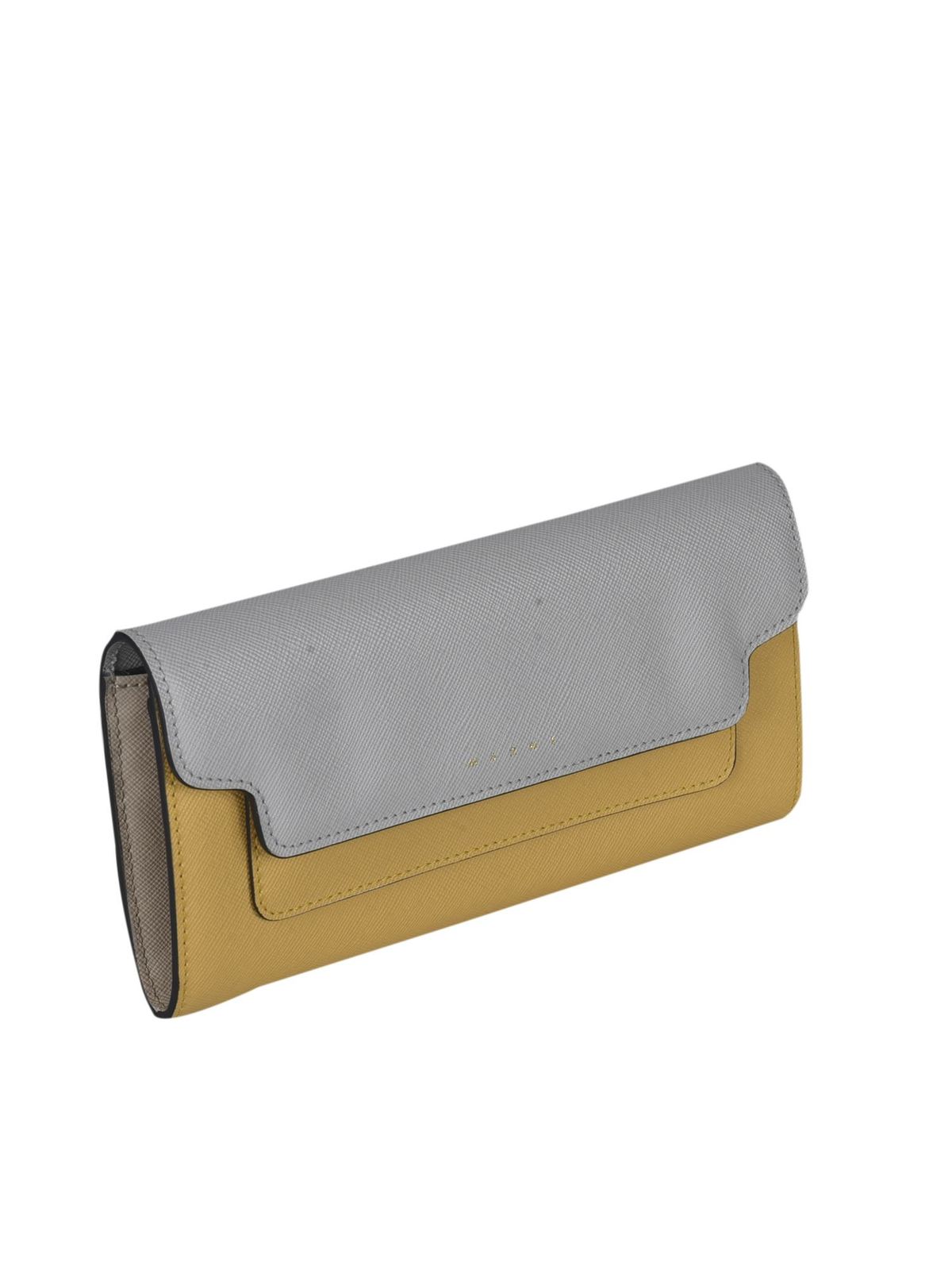 Wallets & purses Marni - Color block wallet in yellow and grey