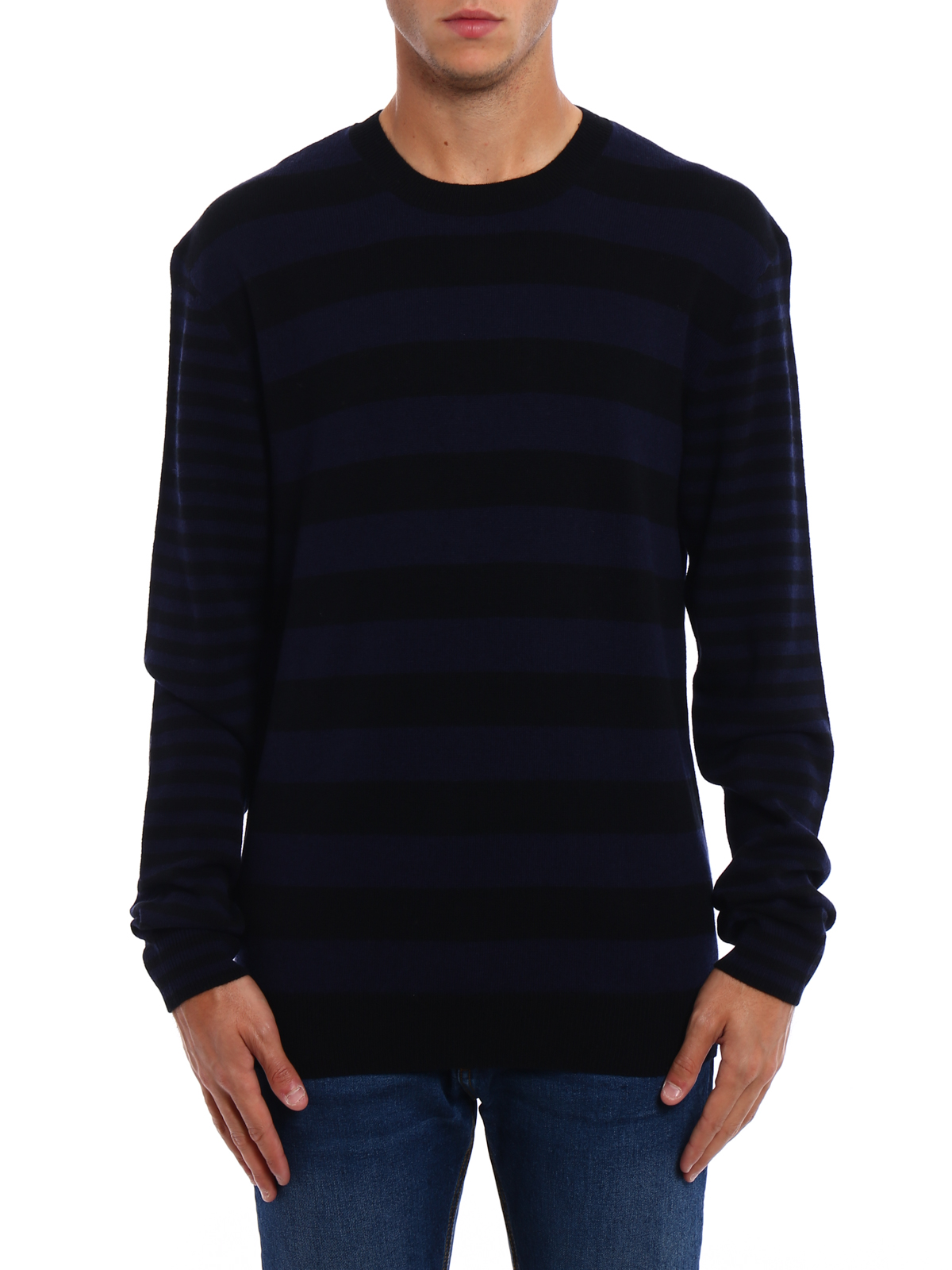 black and blue striped sweater