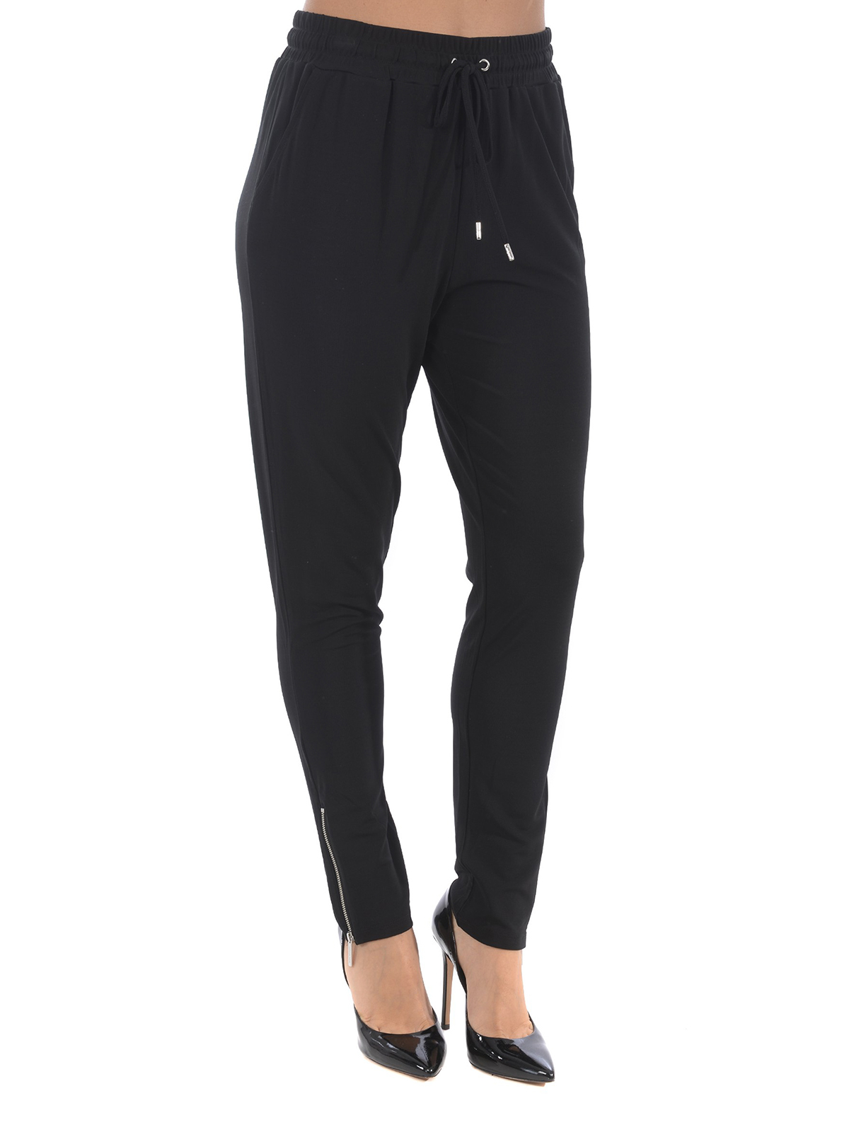 Casual trousers Michael Kors - Zipped ankle black viscose trousers -  MH83H2W7AW001