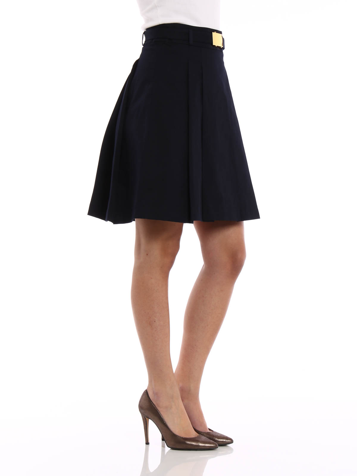 Knee length skirts & Midi Michael Kors - Stretch cotton pleated skirt -  MS67EFX3ZUNEWNAVY