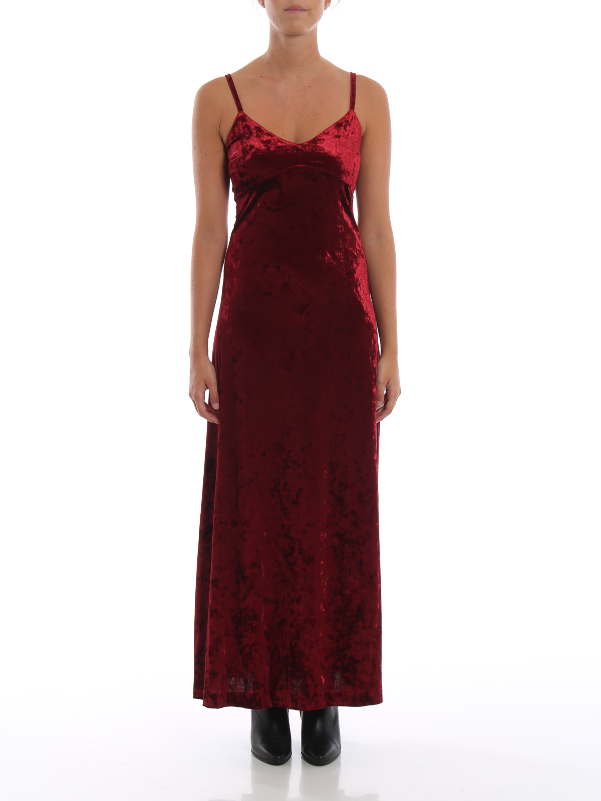 Burgundy velvet sleeveless maxi dress 