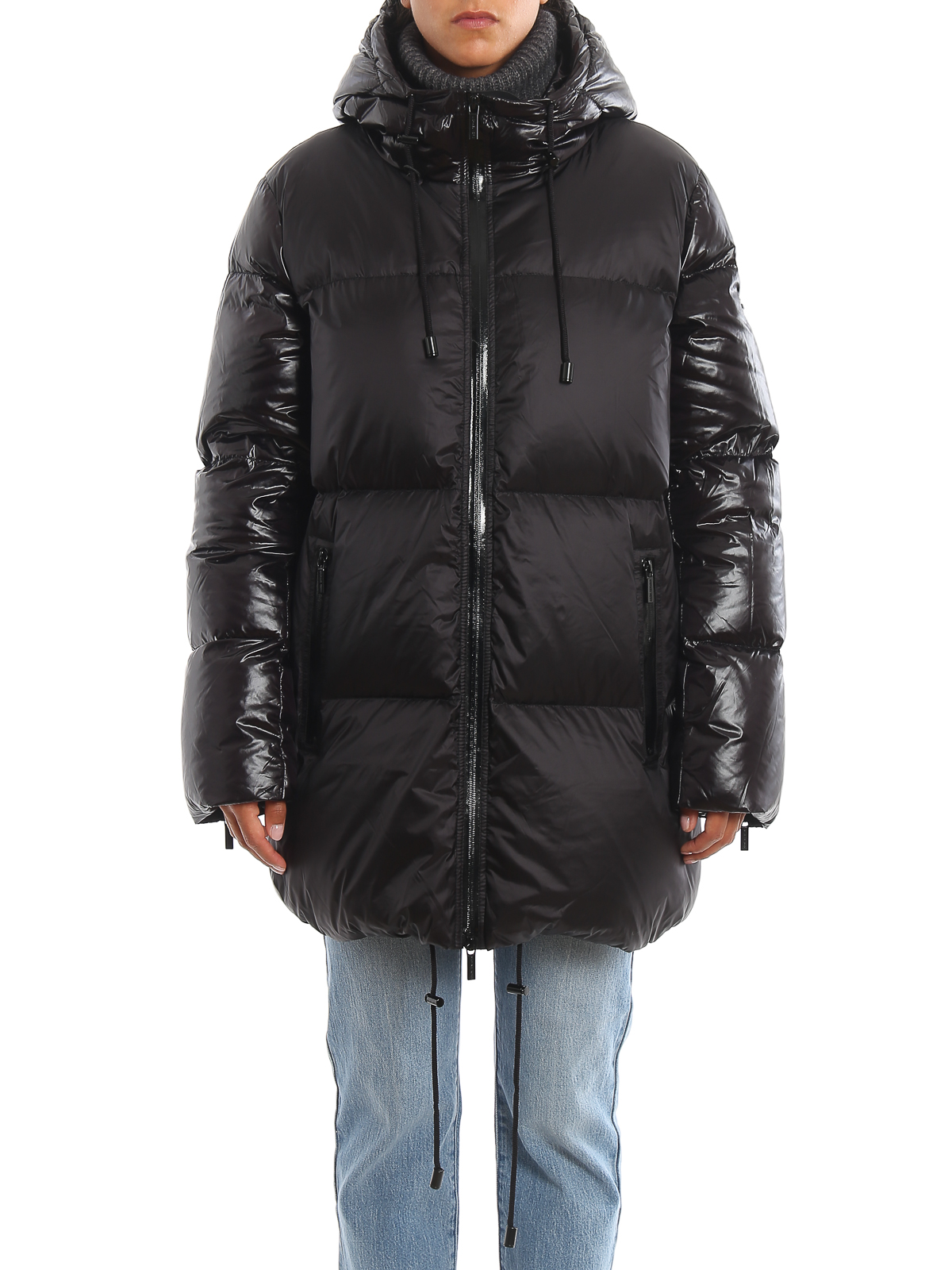Padded jackets Michael Kors - Glossy sleeves and hood puffer jacket ...