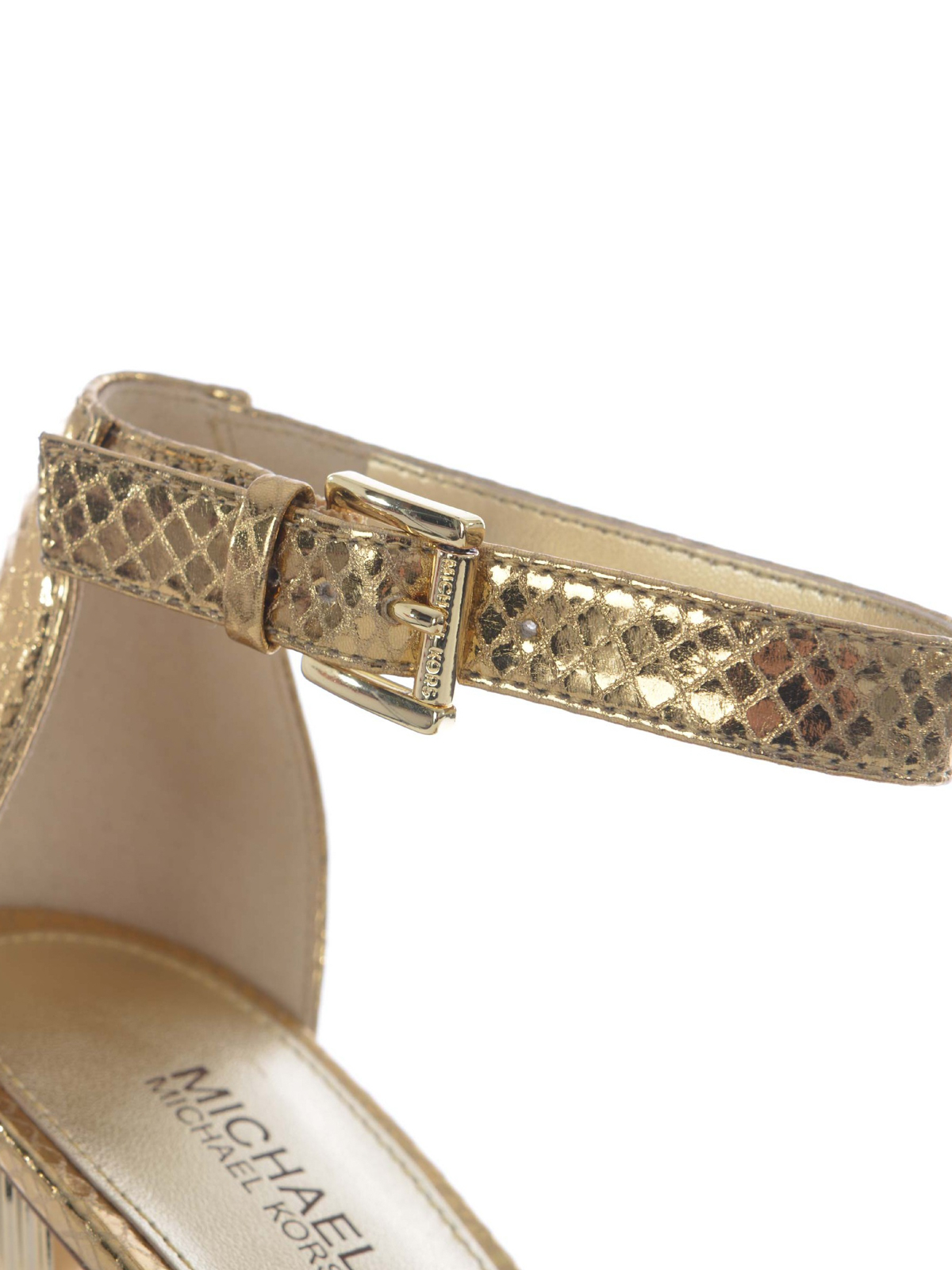 Top 80+ imagen michael kors gold sandals heels - Thptnganamst.edu.vn