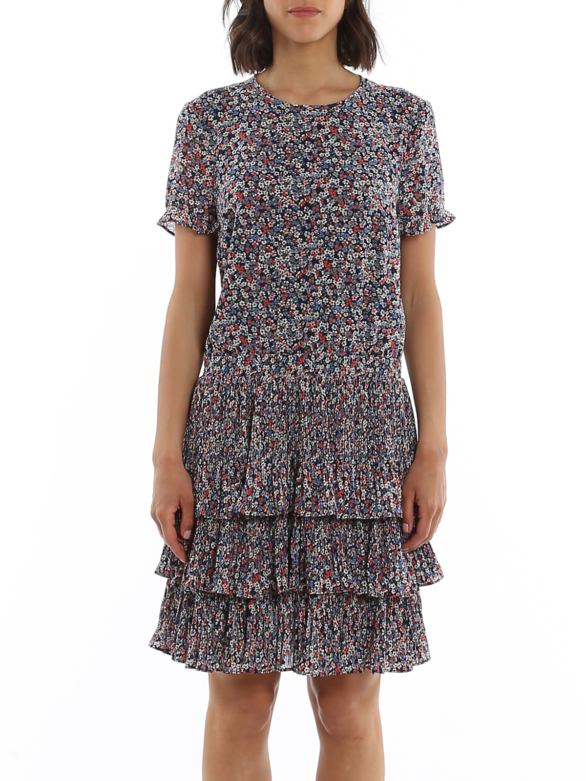 Short dresses Michael Kors - Flounced georgette floral short dress -  MS08ZCPE7M624