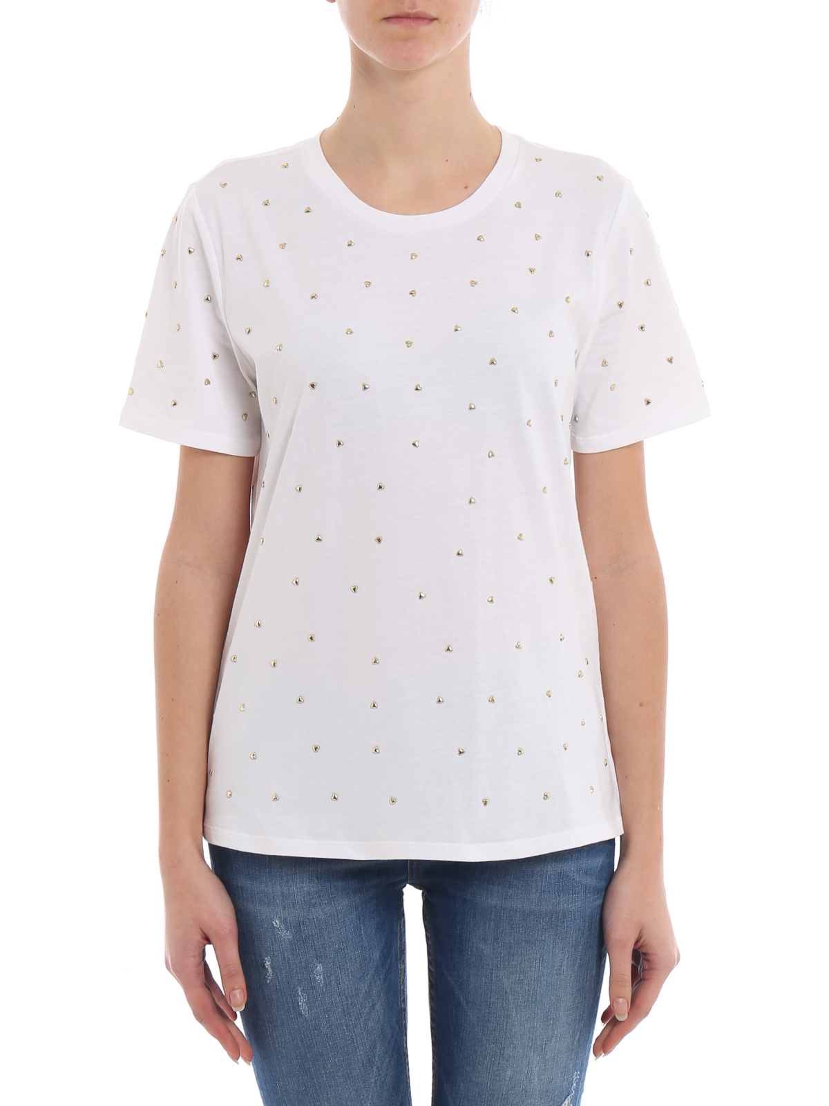 T-shirts Michael Kors - Heart studded white cotton T-shirt 
