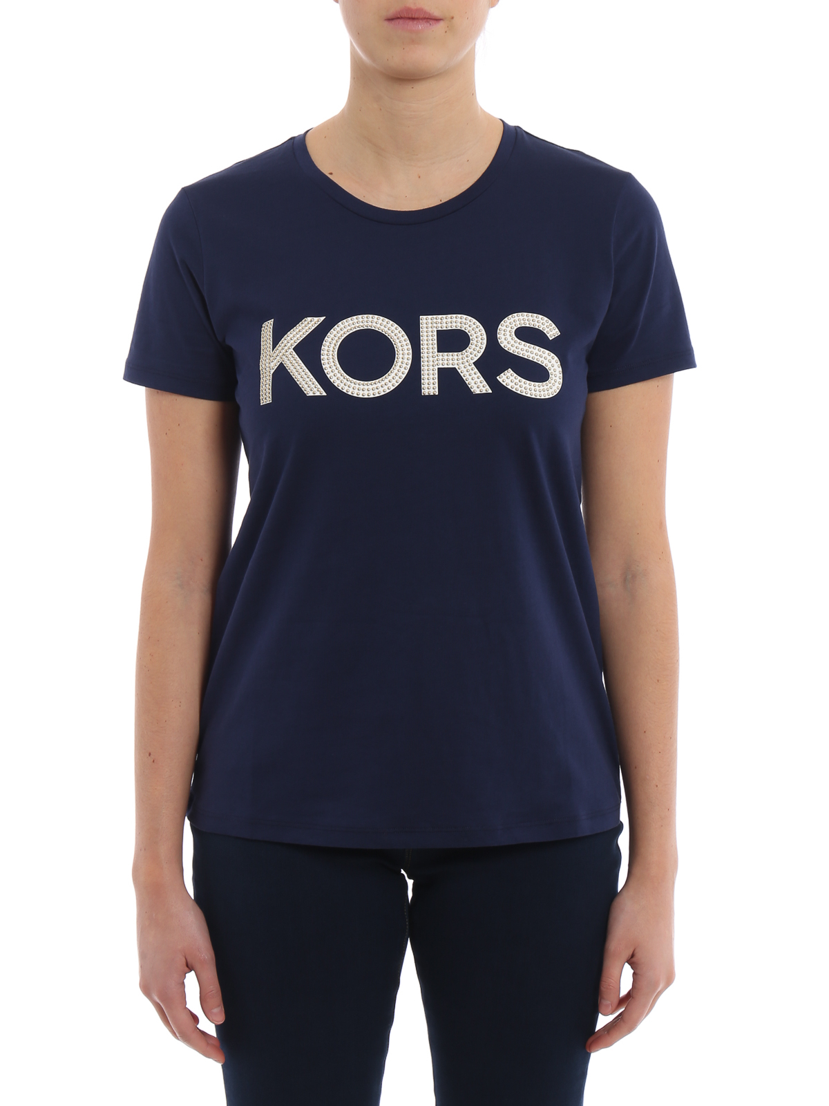 T-shirts Michael Kors - Studded Kors logo blue cotton T-shirt 