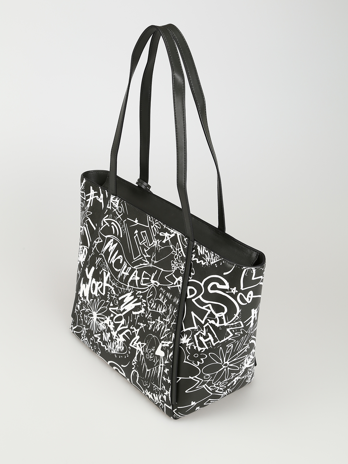 michael kors black and white tote bag