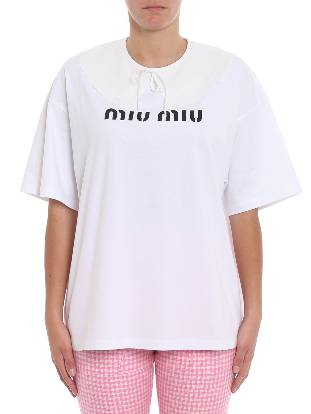 2023100%新品 miumiu - ミュウミュウ miumiu Tシャツ ホワイト ロゴ ...