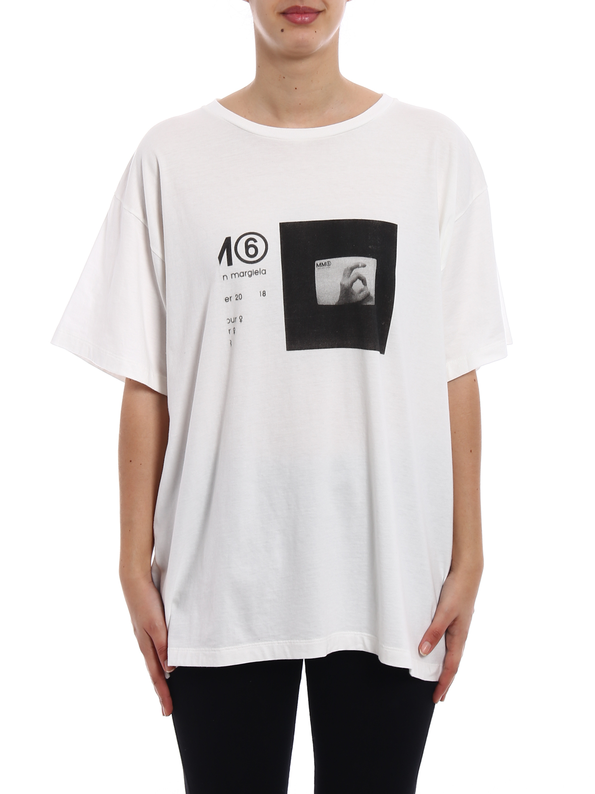 T-shirts MM6 Maison Margiela - Logo print oversize cotton T-shirt